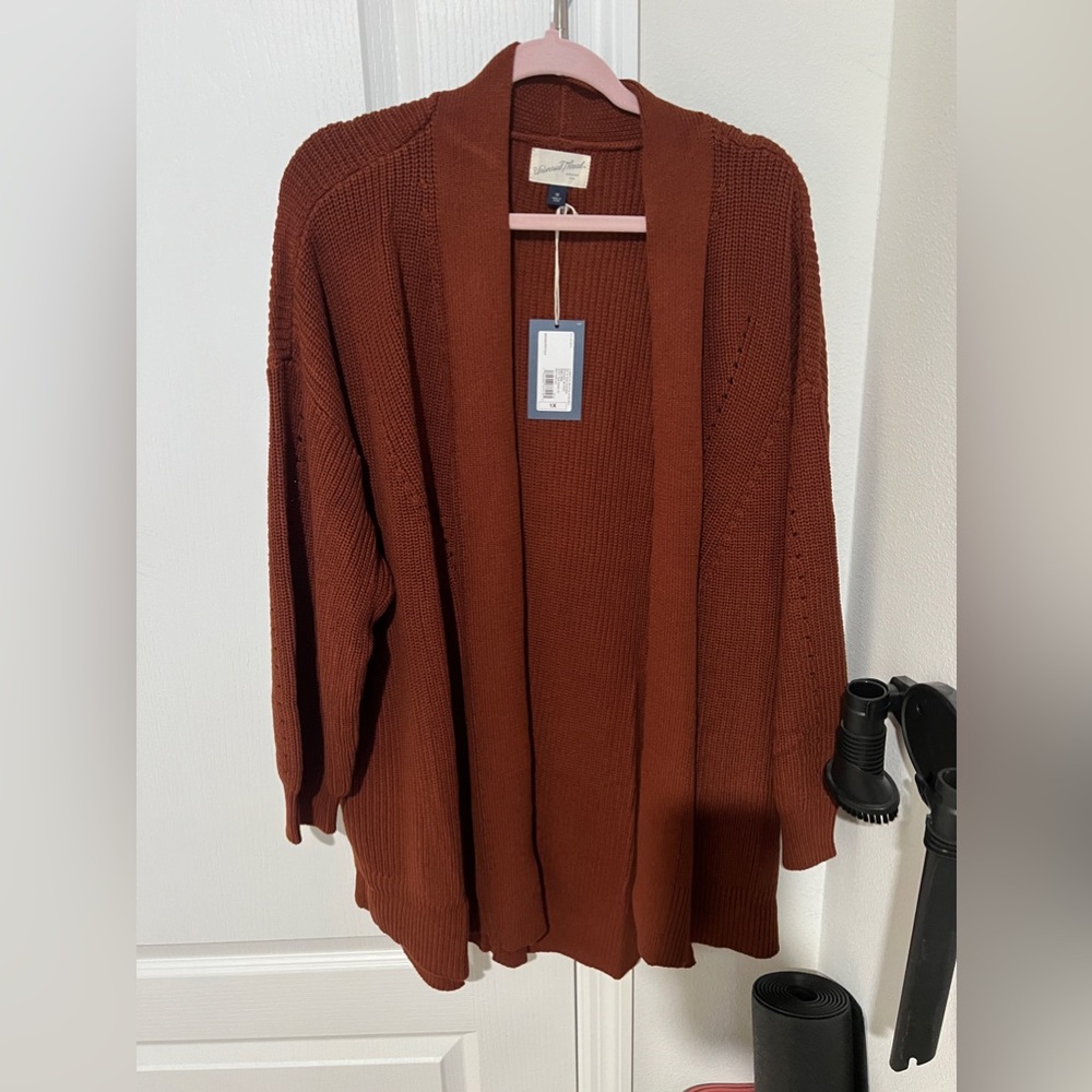 Open-Front Rust Cardigan Sweater